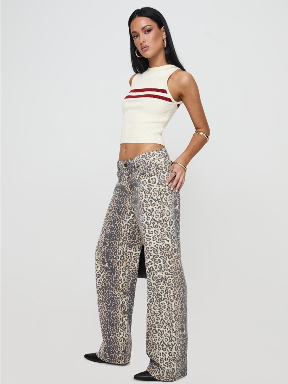 Lioness | Top Model Low Rise Straight Leg Jeans Leopard Fade